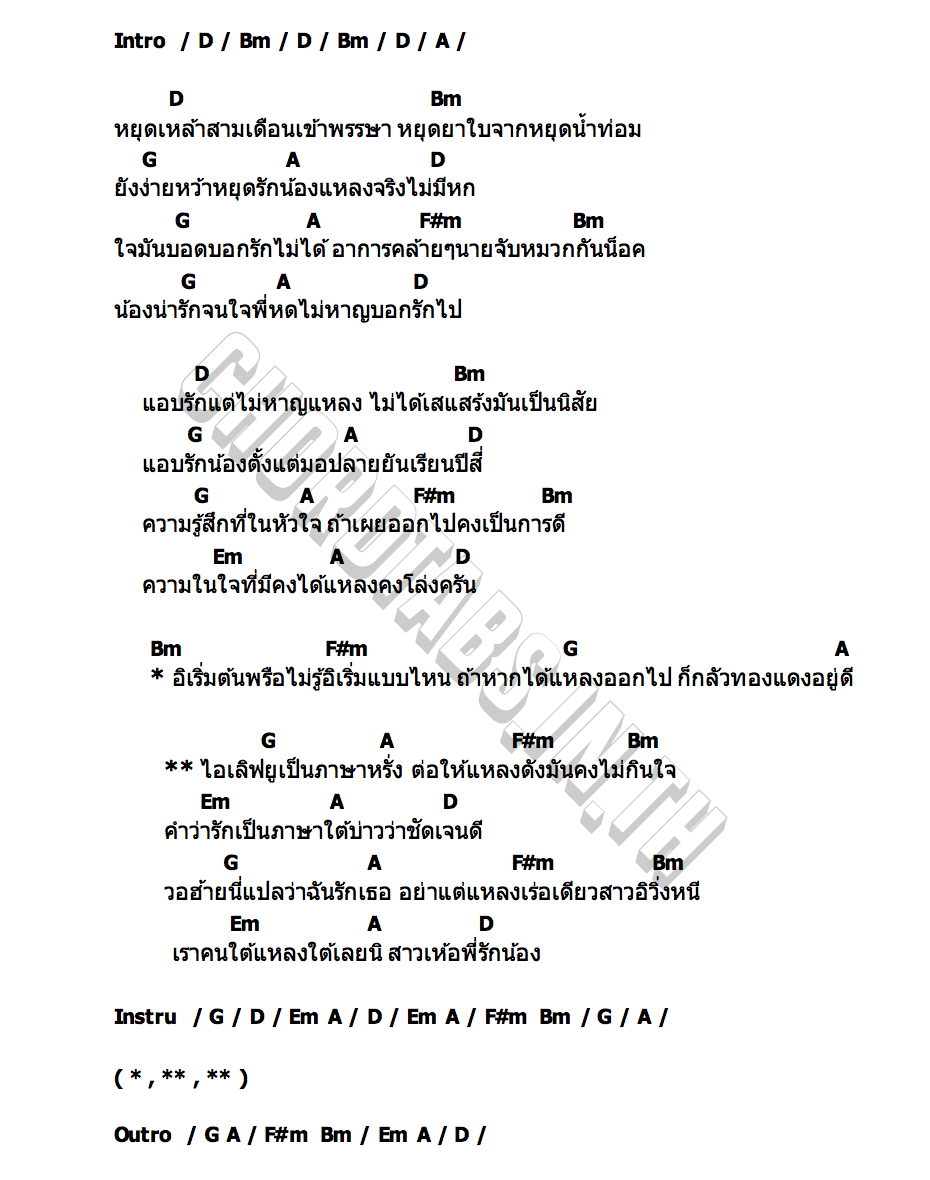 คอร์ด ไอเลิฟยู(สาวเห้อพี่รักน้อง) บ.เบิ้ล สามร้อย