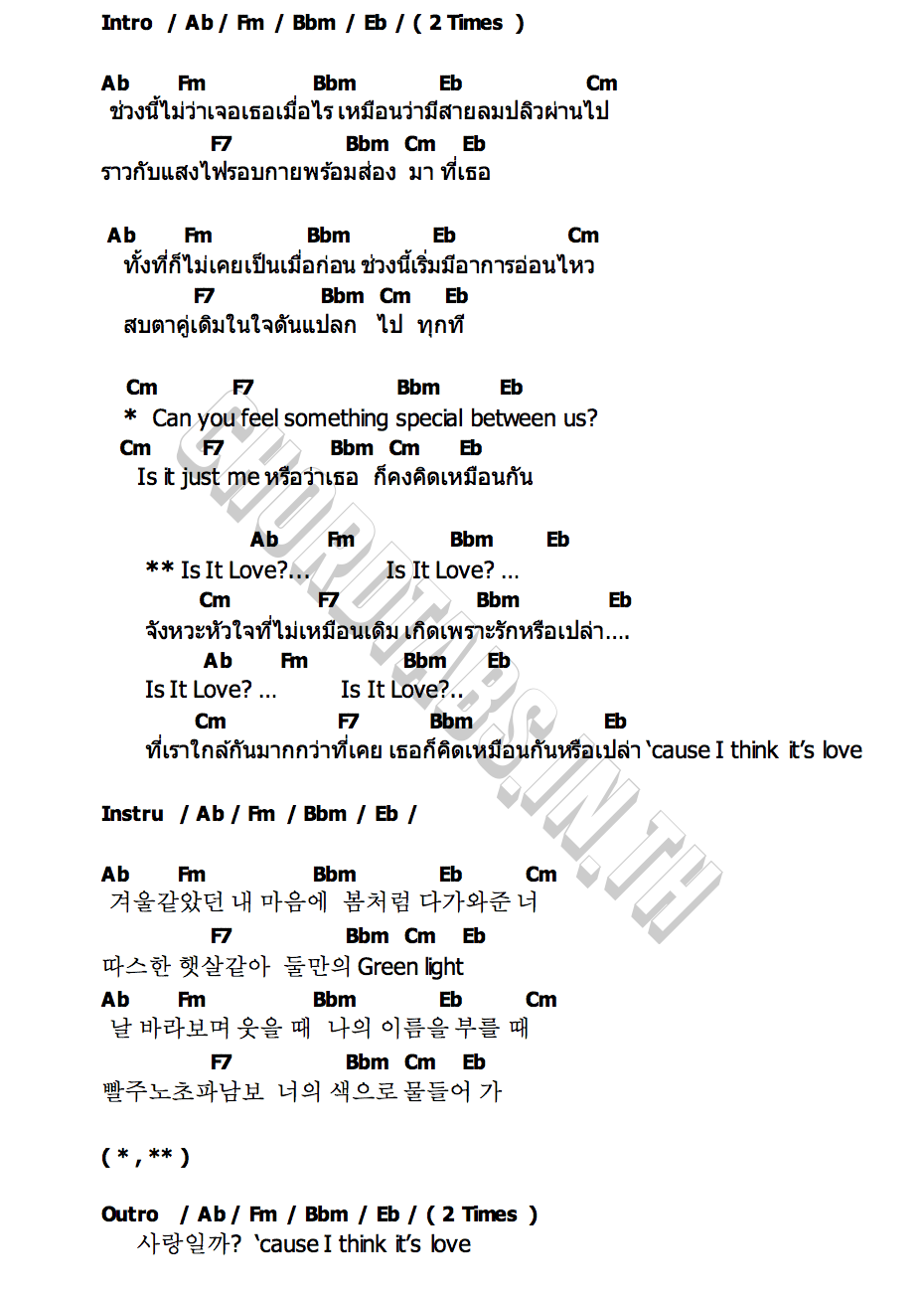คอร์ด Is It love SERIOUS BACON