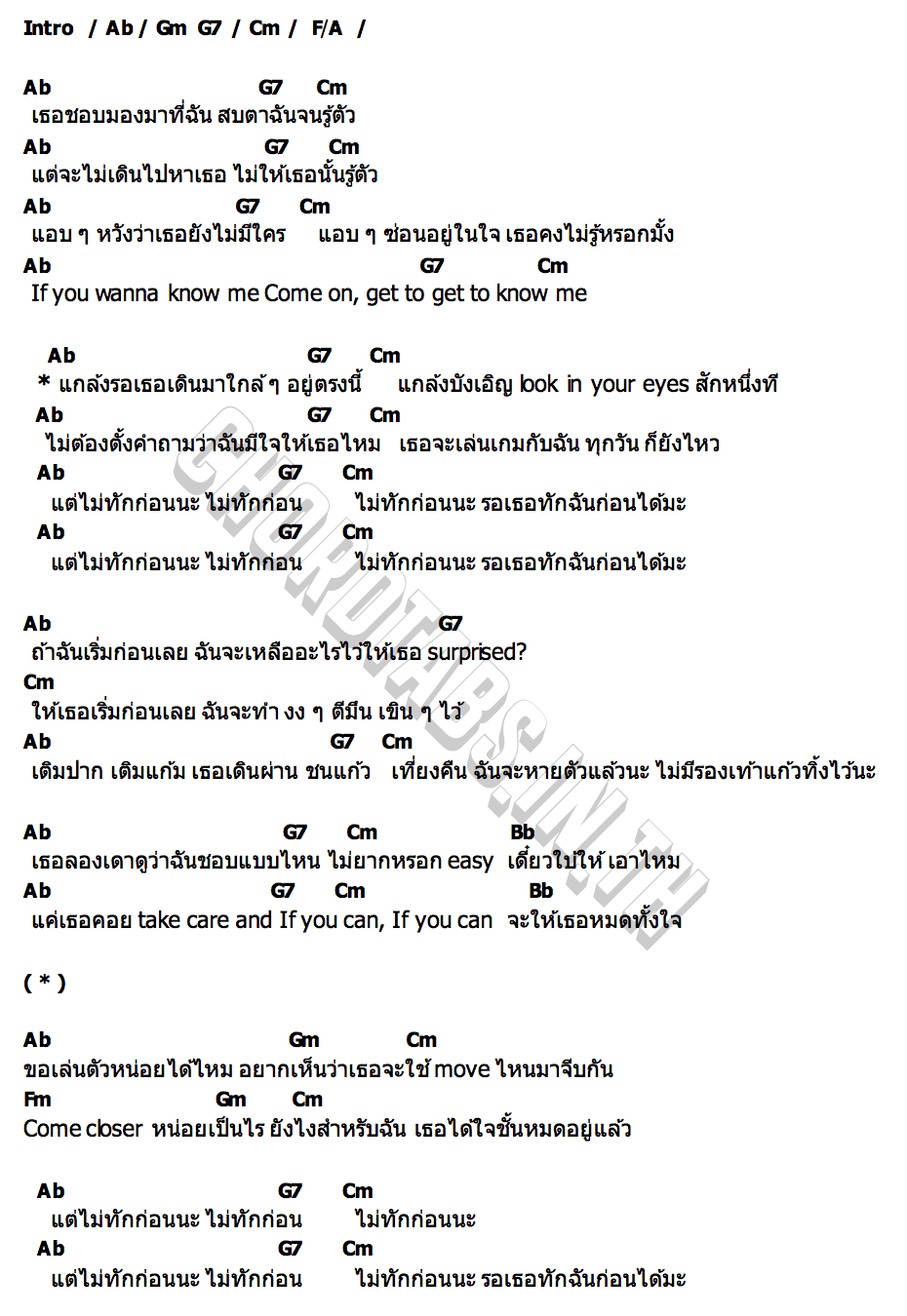 คอร์ด ไม่ทักก่อน Dream Apichaya