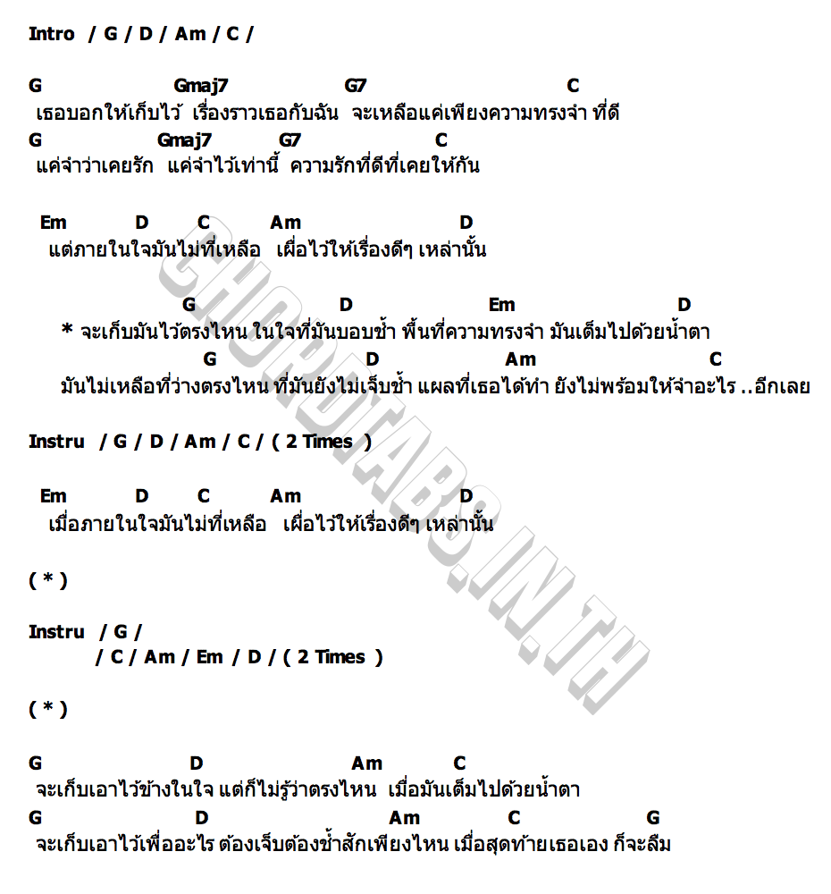 คอร์ด พื้นที่ความทรงจำ Moving and Cut