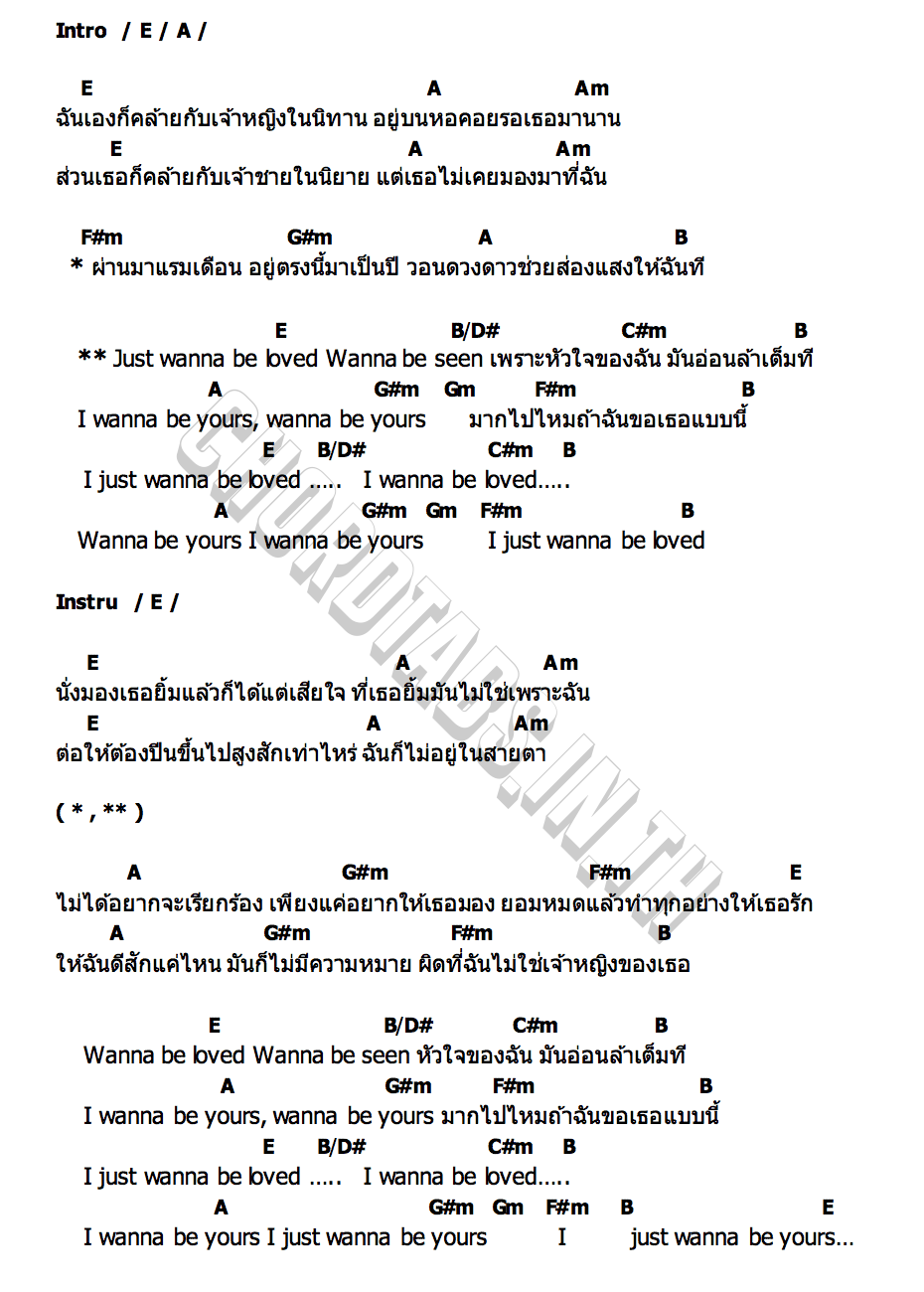 คอร์ด wanna be yours (อยากให้เธอรัก) Violette Wautier