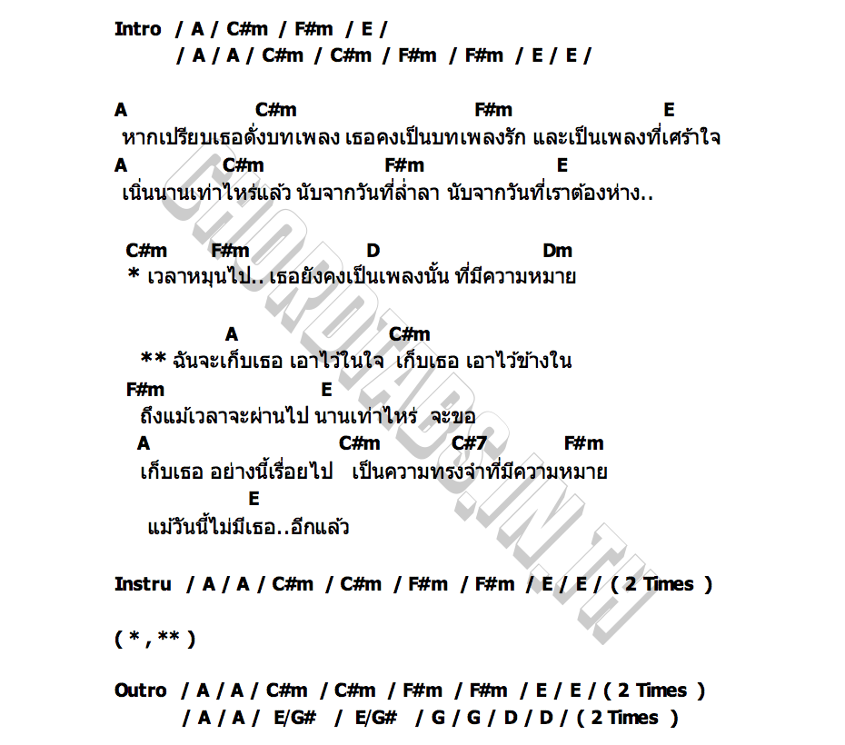 คอร์ด เก็บเอาไว้ในใจ (Kept) 404 NOT FOUND