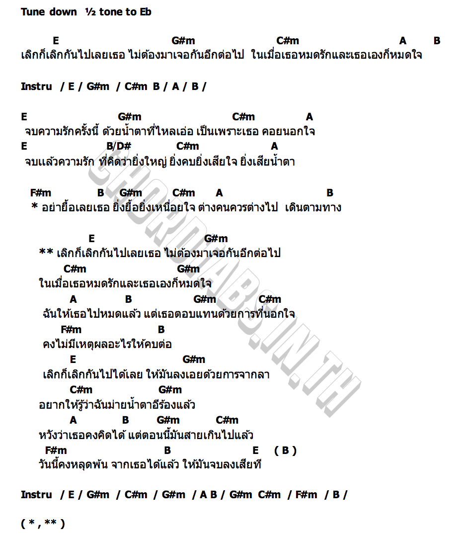 คอร์ด เลิกก็เลิกกันไปเลยเธอ ต้นกล้า