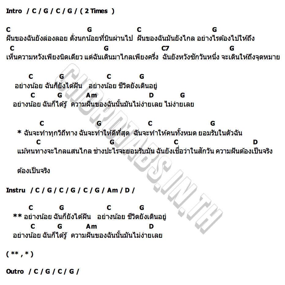 คอร์ด ฉันกับฝัน ยักษ์ร้องเพลง