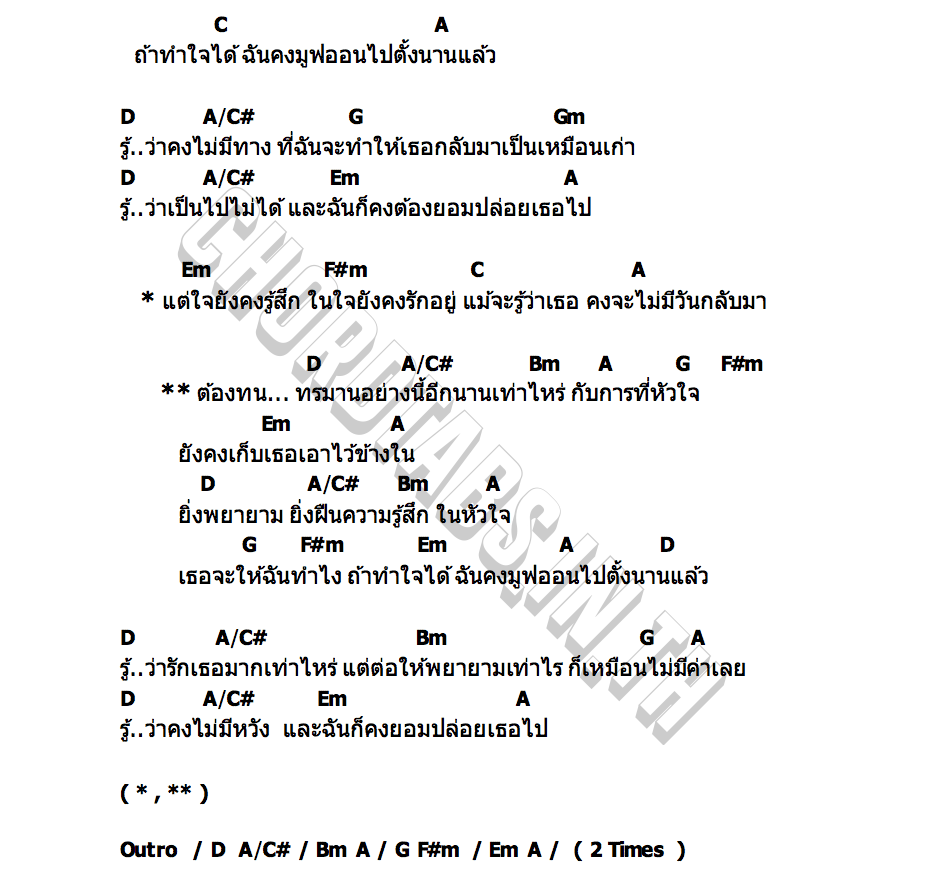 คอร์ด ถ้าทำใจได้(ฉันคงมูฟออนไปตั้งนานแล้ว) P POOMI HAPPY
