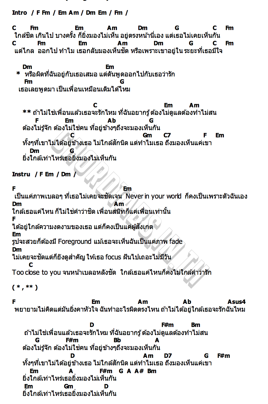 คอร์ด หน้าเบลอหลังชัด (Foreground) LYKN