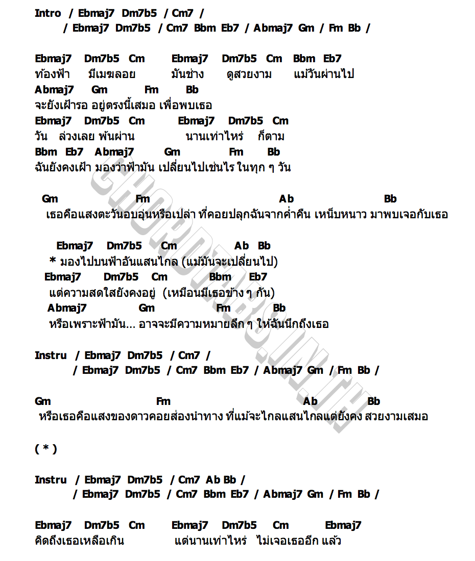คอร์ด ฟ้าของทุกวัน A1ONE