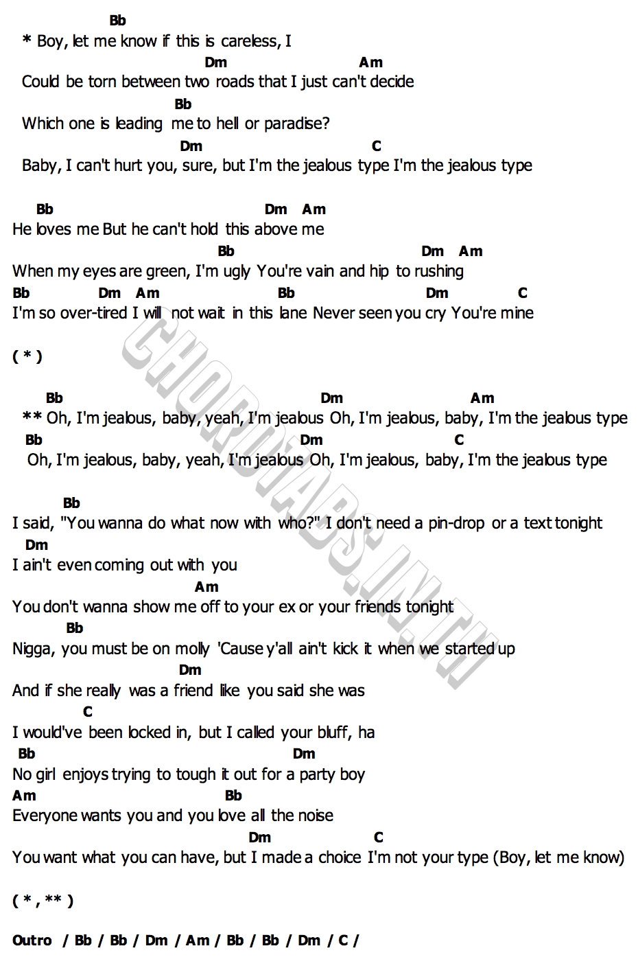 คอร์ด Jealous Type Doja Cat