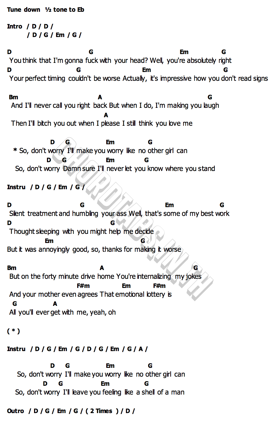 คอร์ด Don t Worry I ll Make You Worry Sabrina Carpenter