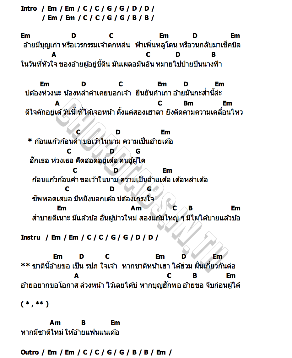 คอร์ด ก้อนแก้วก้อนคำ เน็ค นฤพล