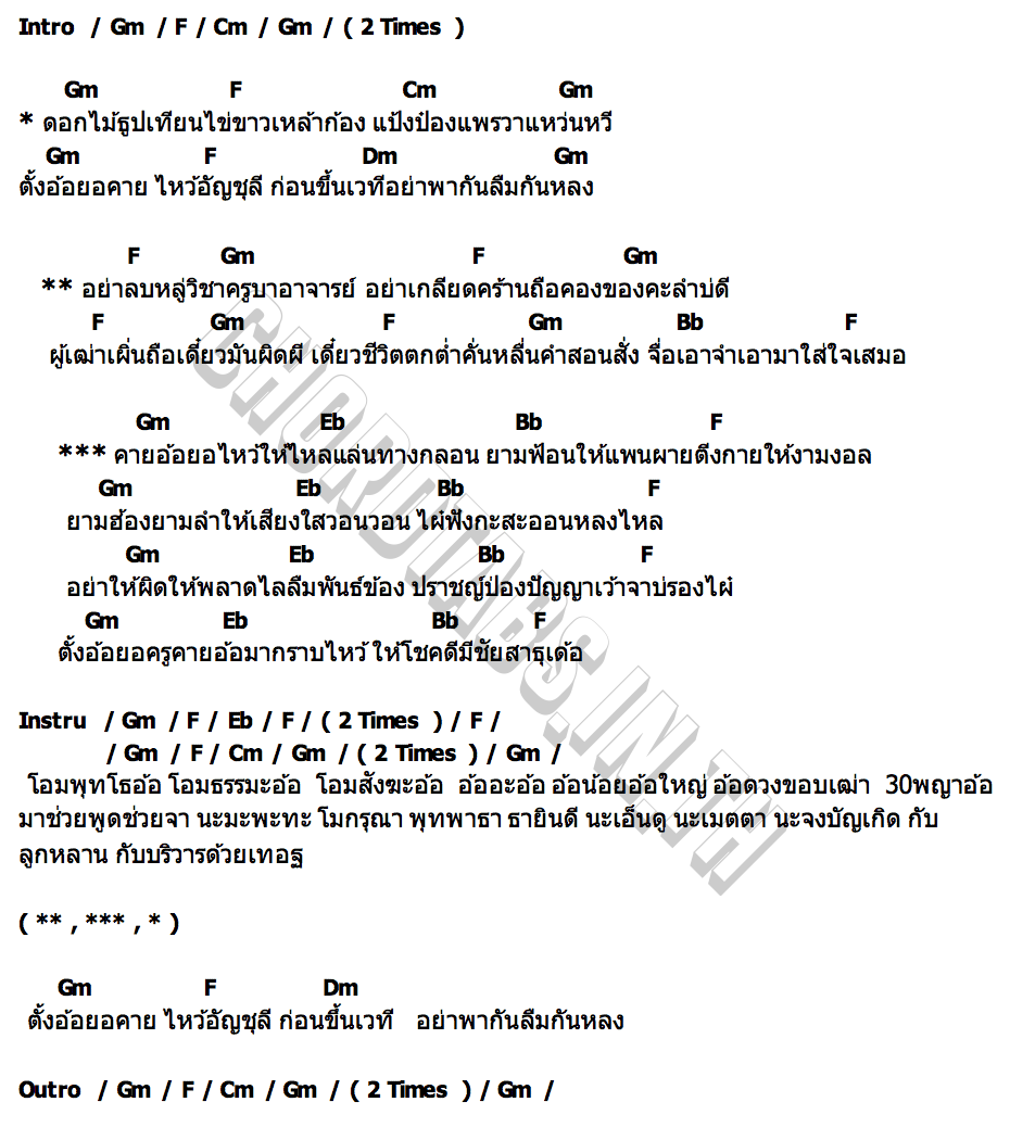 คอร์ด คายอ้อ อ๋อมแอ๋ม เพชรบ้านแพง
