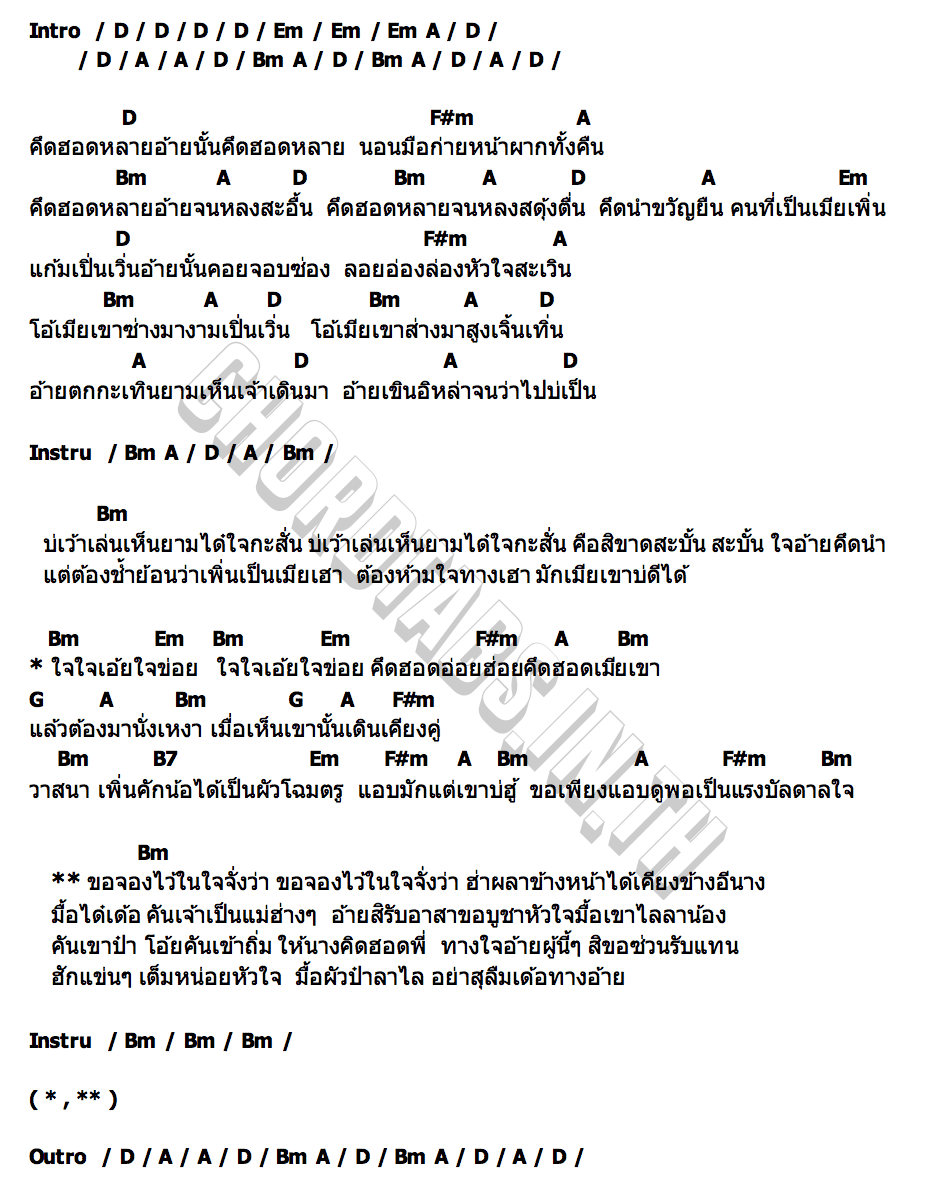 คอร์ด คึดฮอดหลายเมียเพิ่น บอย ศิริชัย