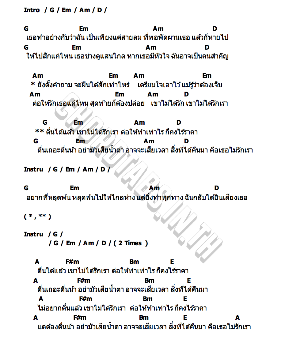 คอร์ด ตื่นได้แล้ว…เขาไม่ได้รักเรา TELETOP