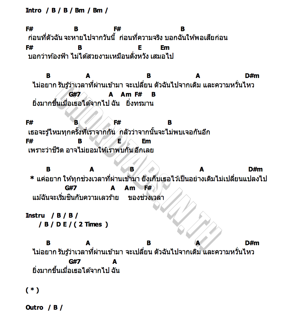 คอร์ด ไม่เจอกันอีก YODSARUN