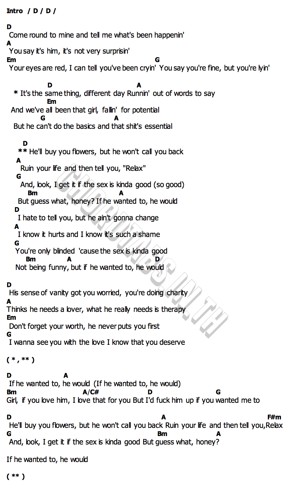 คอร์ด If He Wanted To He Would Perrie