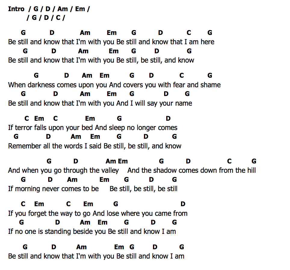 คอร์ด Be Still The Fray