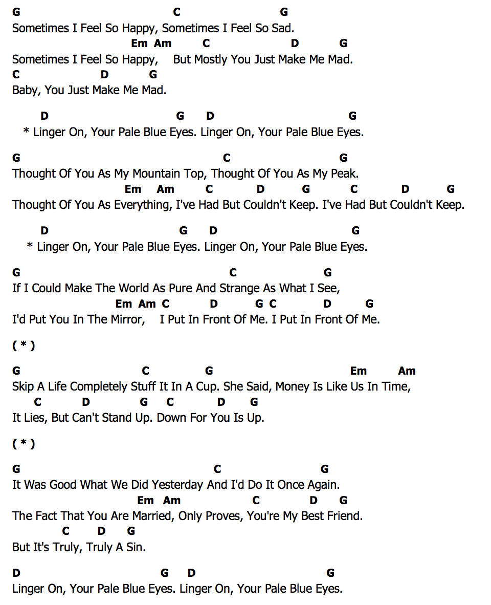 คอร์ด Pale Blue Eyes Lou Reed