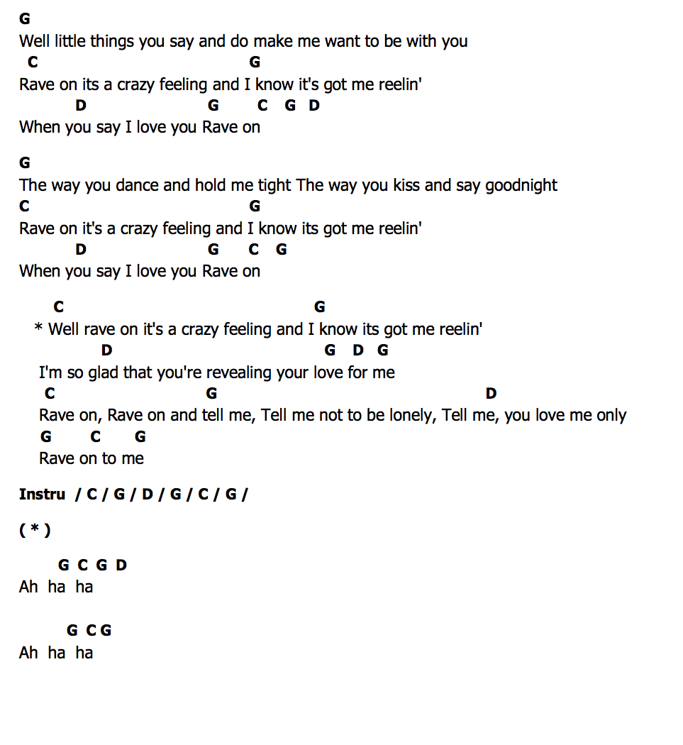 คอร์ด Rave On Buddy Holly