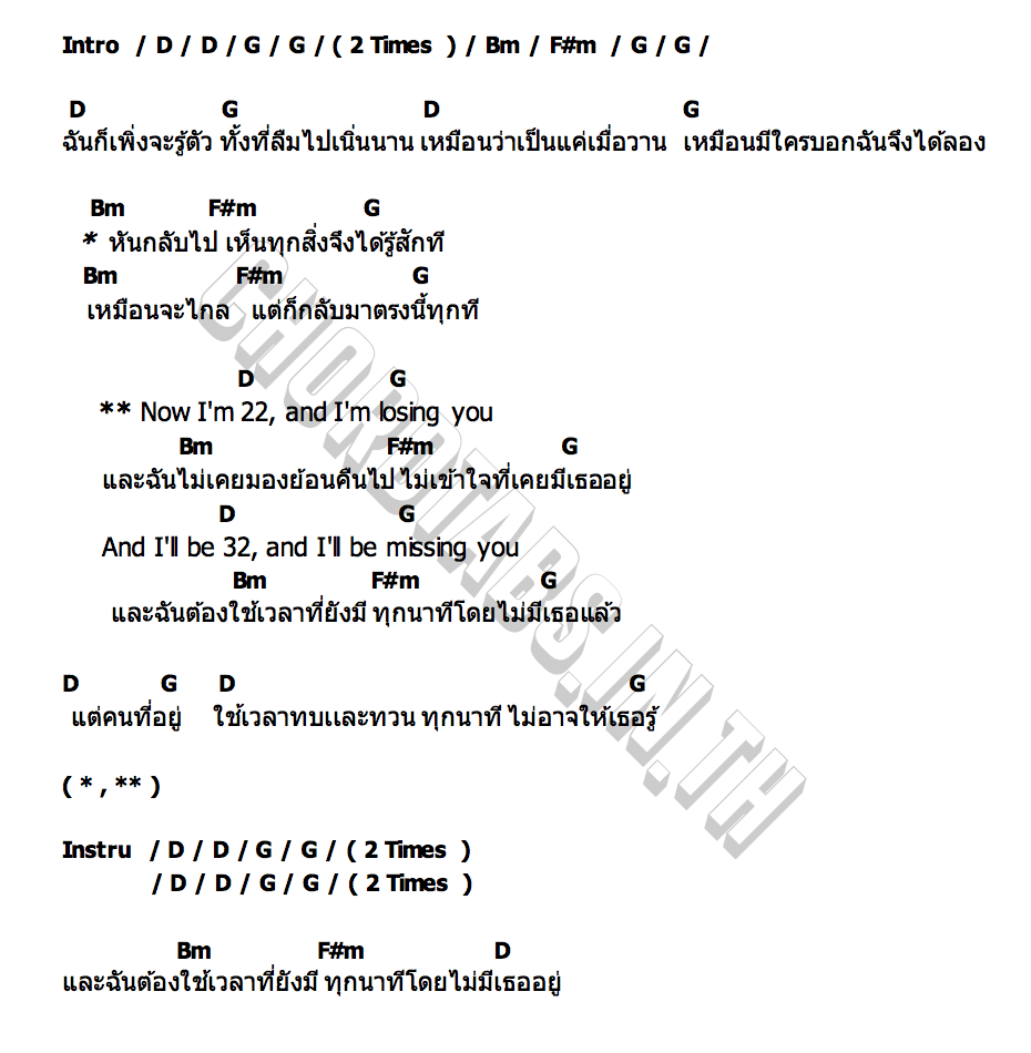 คอร์ด 22  I ll be missing you Television Off
