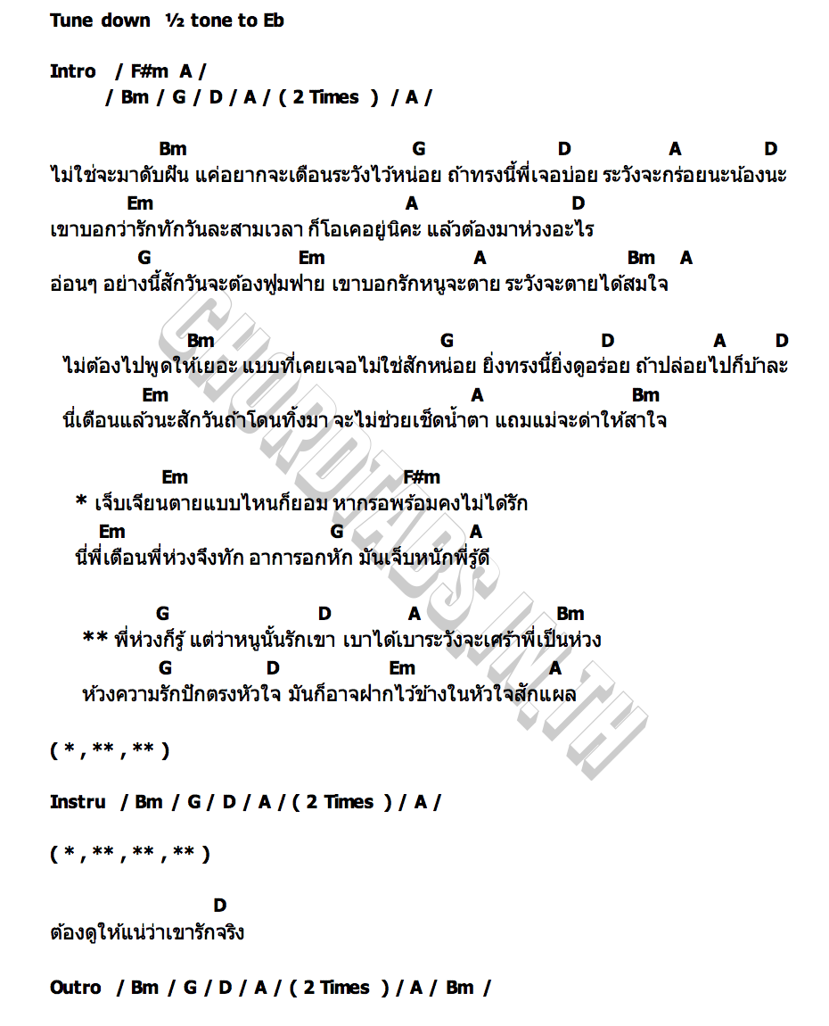 คอร์ด ห่วงก็รู้ แต่หนูรักเขา อร อรดี TIG x วี จิราพร TIG