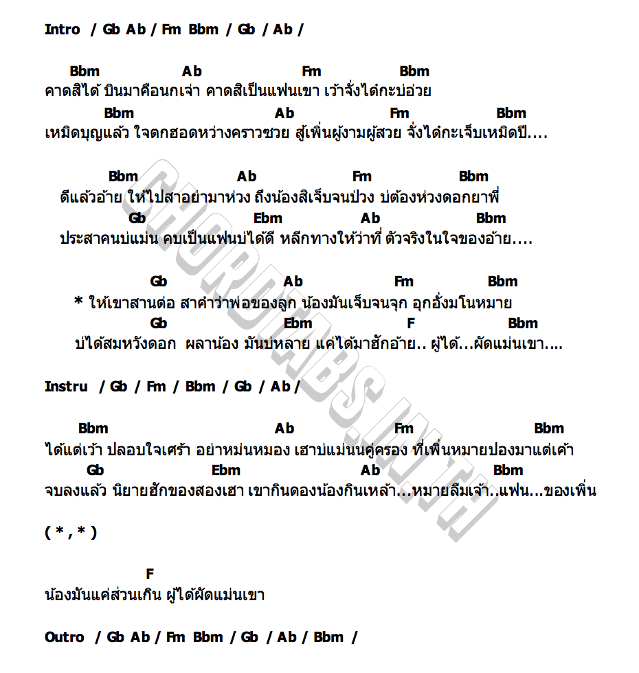 คอร์ด ผลาน้องบ่หลาย นุ่มนิ่ม พิมพรมายด์มิวสิคเรคคอร์ด