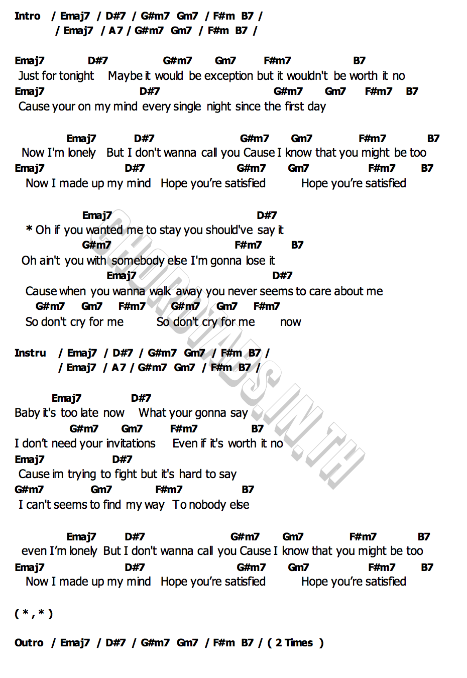 คอร์ด DON T CRY FOR ME Olin MattiBlue