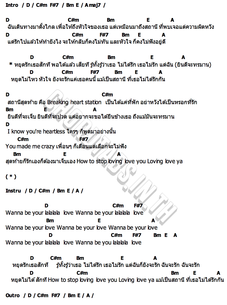 คอร์ด Breaking Heart Station (สถานีอกหัก) ZeePruk