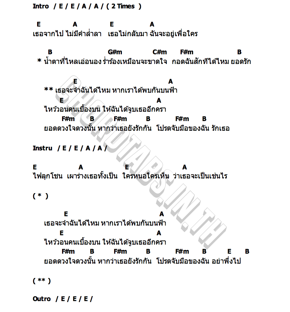 คอร์ด เธอจะจำฉันได้ไหม SEK LOSO