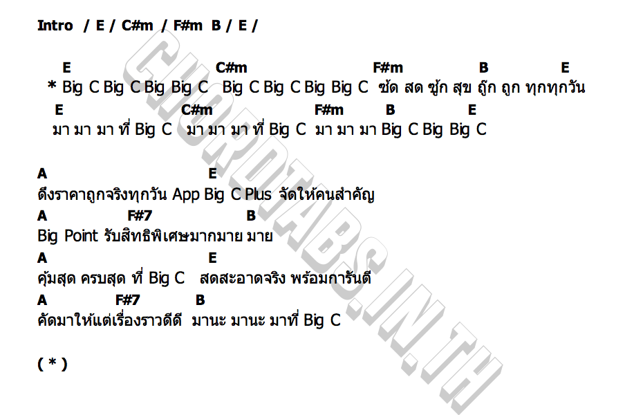 คอร์ด บิ๊ก บิ๊กซี หนูนา หนึ่งธิดา