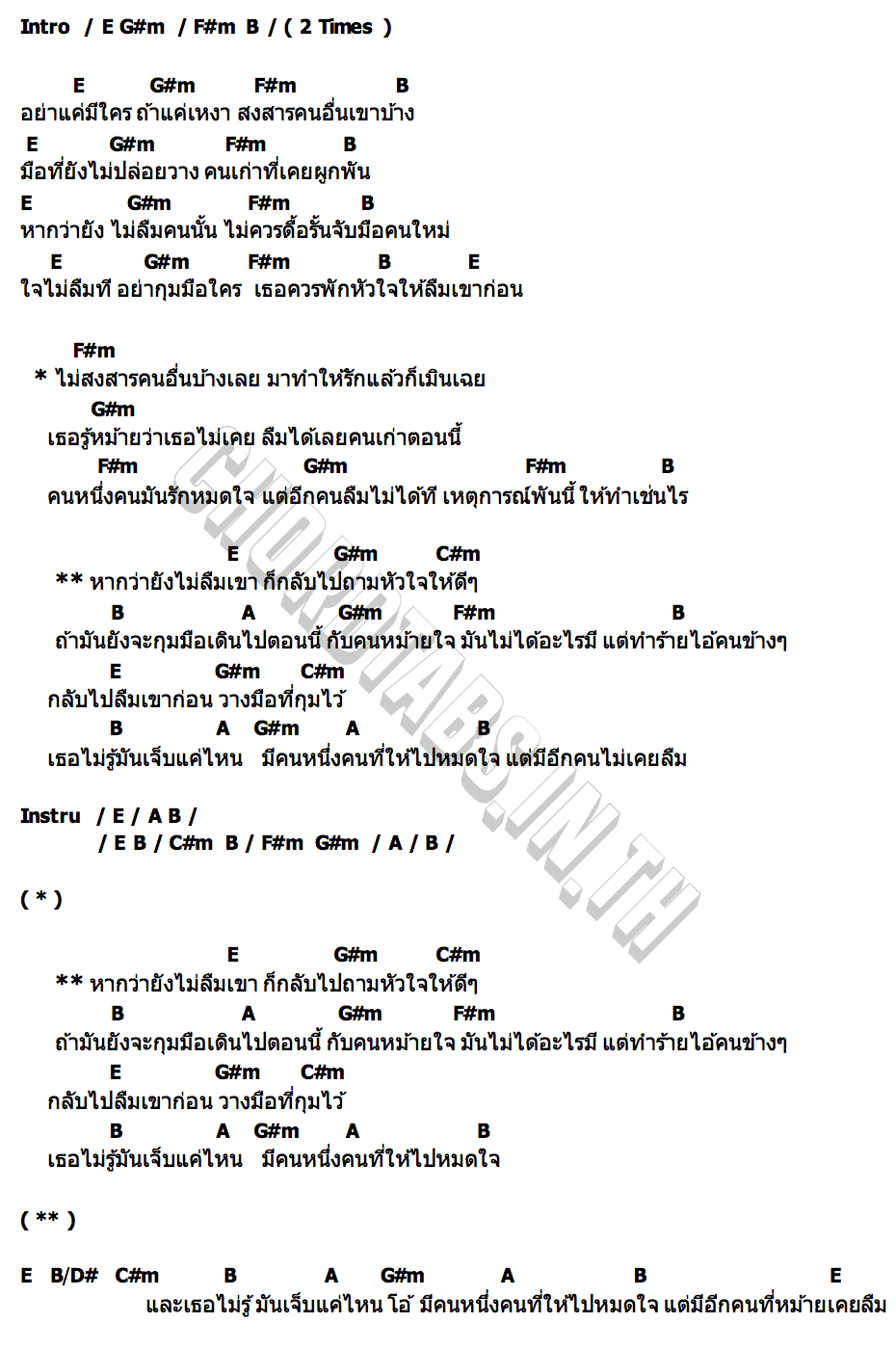 คอร์ด ยังไม่ลืมที หนุ่ม ฟิลลิ่ง