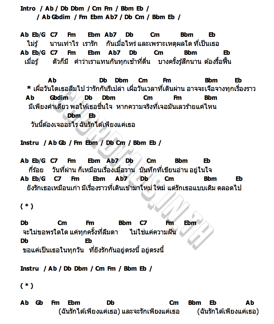 คอร์ด เผื่อลืม WAHNCAI