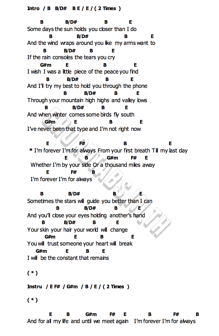 คอร์ด For Always Ed Sheeran
