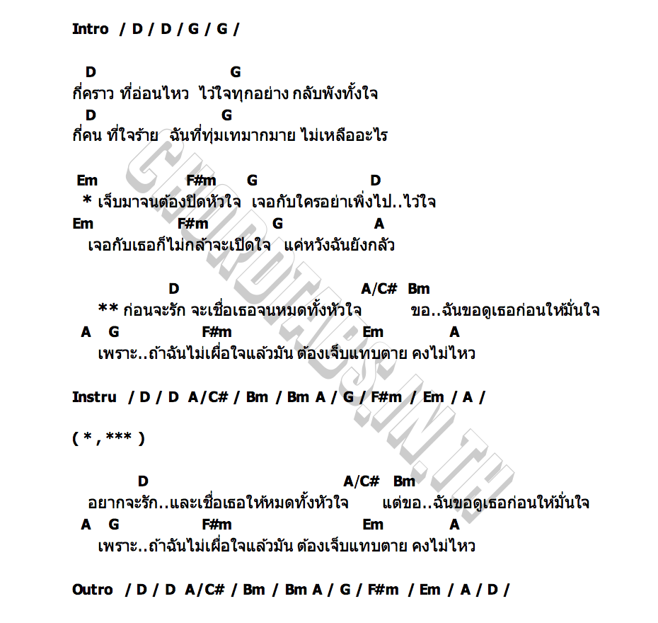 คอร์ด ไม่กล้าไว้ใจ KLEAR