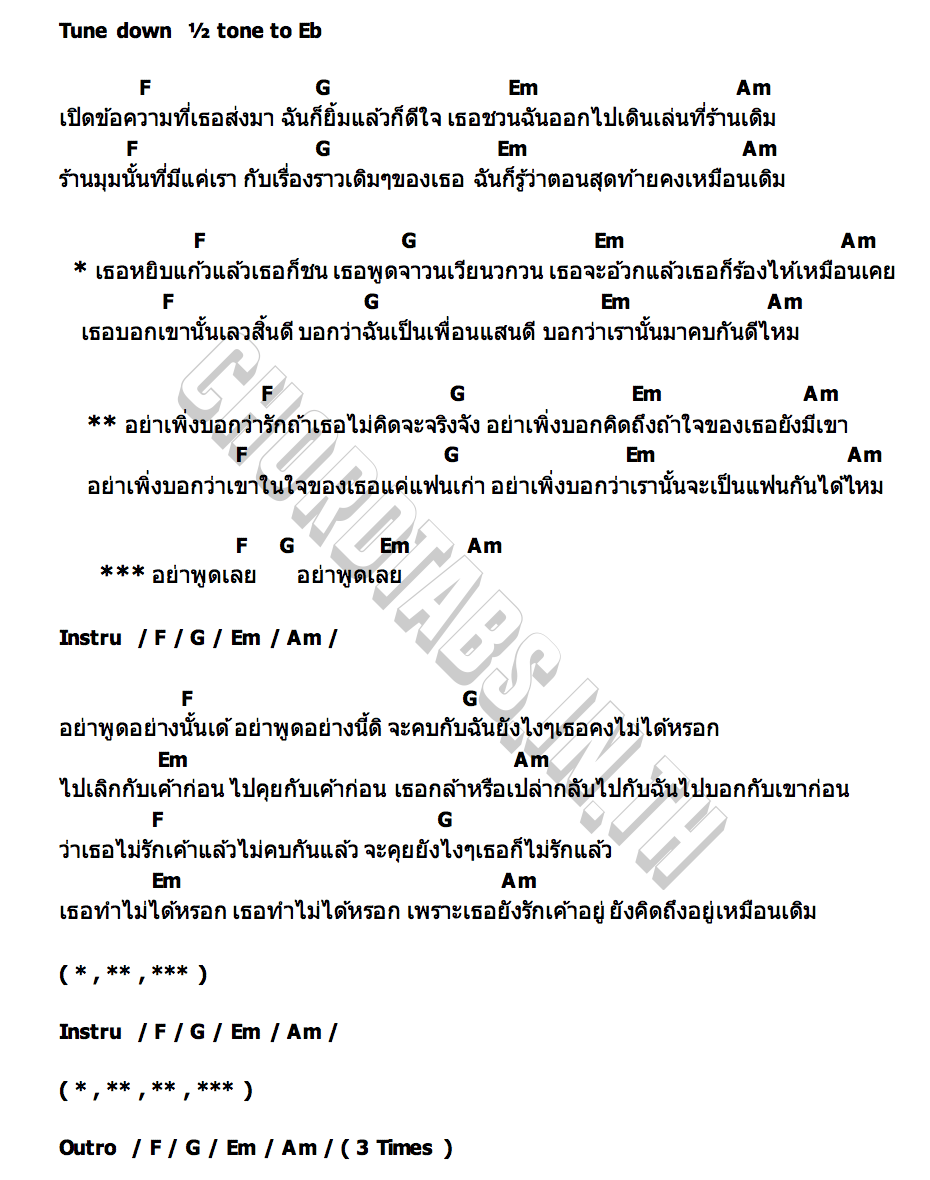 คอร์ด อย่าพูดเลย Socio
