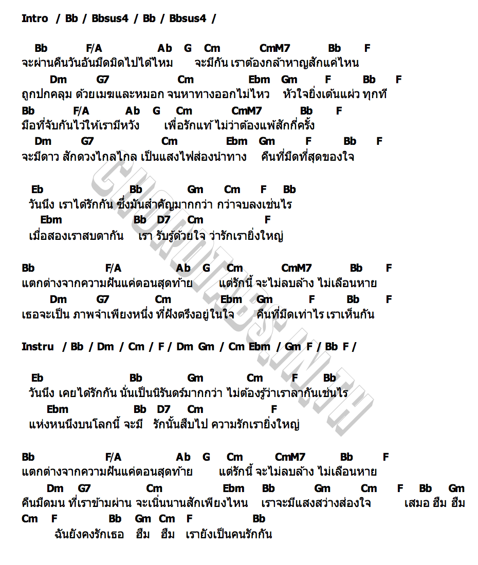 คอร์ด Beyond the Clouds (Grey Sky) MAMIO