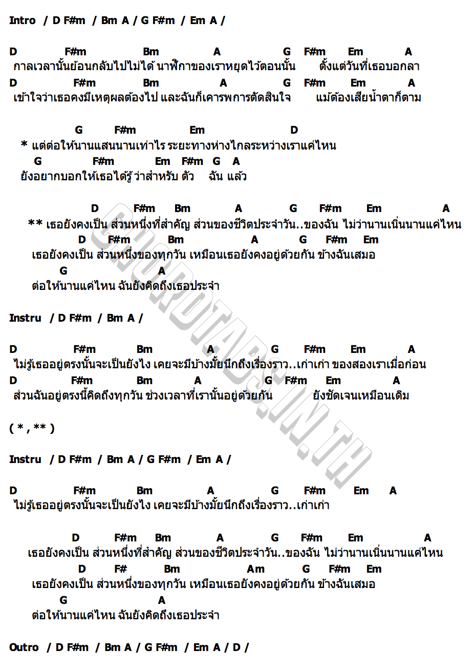 คอร์ด คิดถึงเป็นประจำ (Daily Life) getsunova