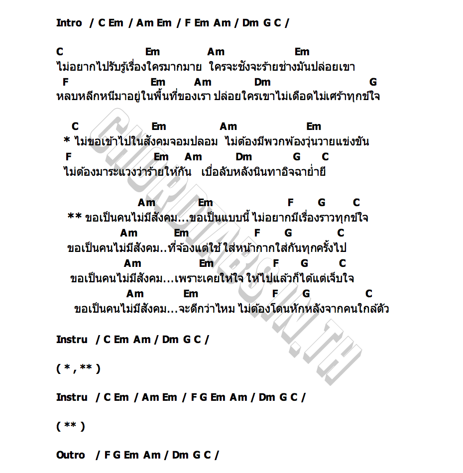 คอร์ด คนไม่มีสังคม นิว มาริษา