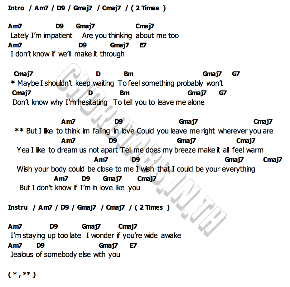 คอร์ด think i m falling yung kai