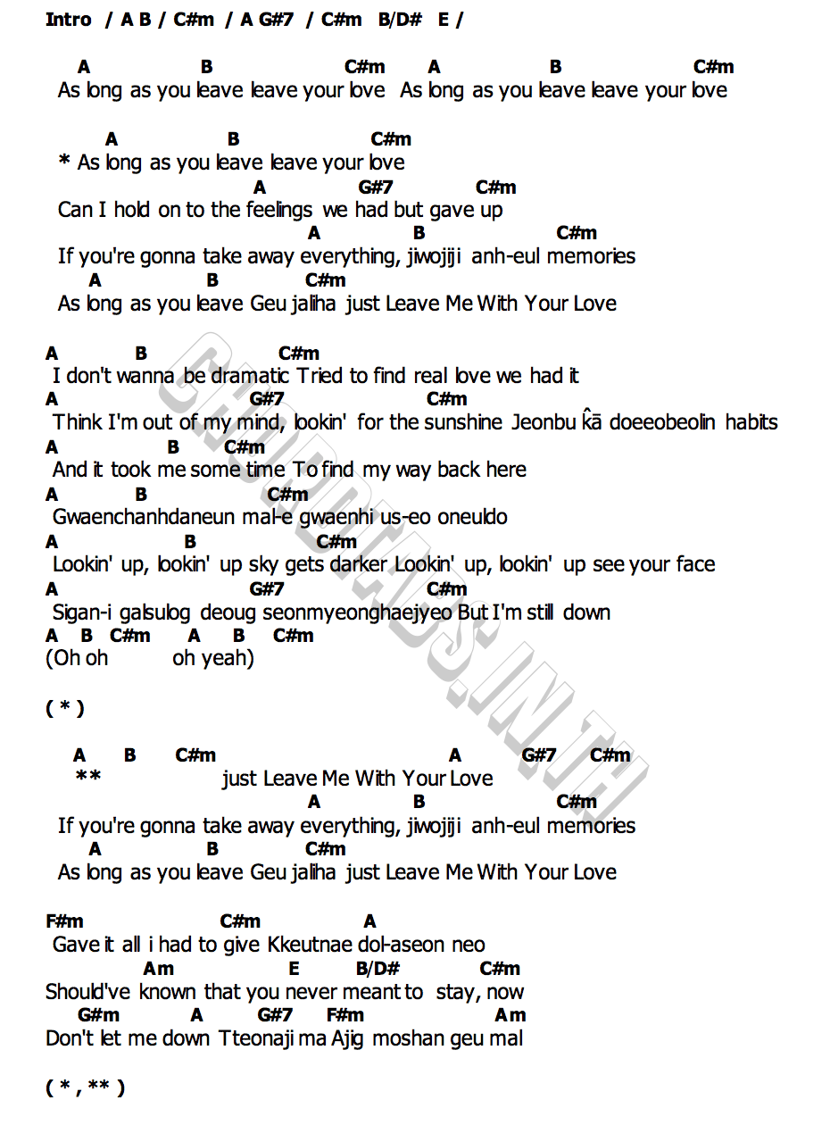คอร์ด Leave Me With Your Love NuNew