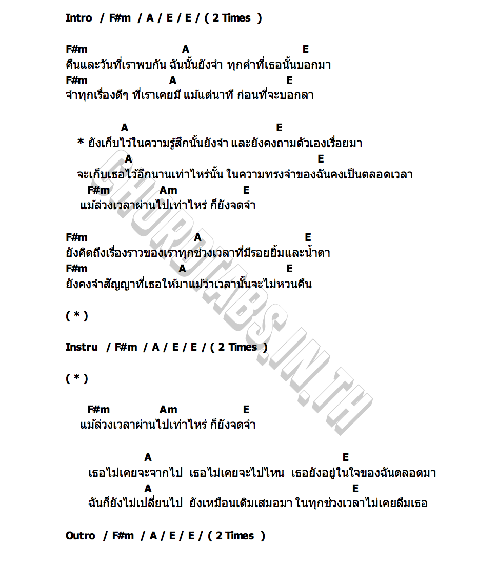 คอร์ด ยังจดจำ (Memory) NOO MIDDAM[TUAJING]