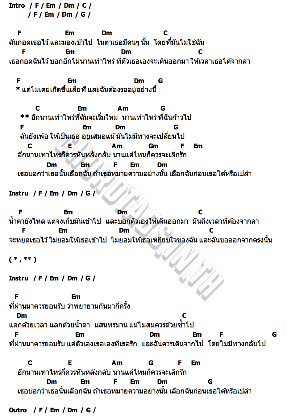 คอร์ด เลือกฉันก่อนเธอ (Never The First) Goy Arachaporn