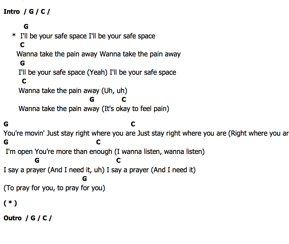 คอร์ด Safe Space Justin Bieber  Lil B