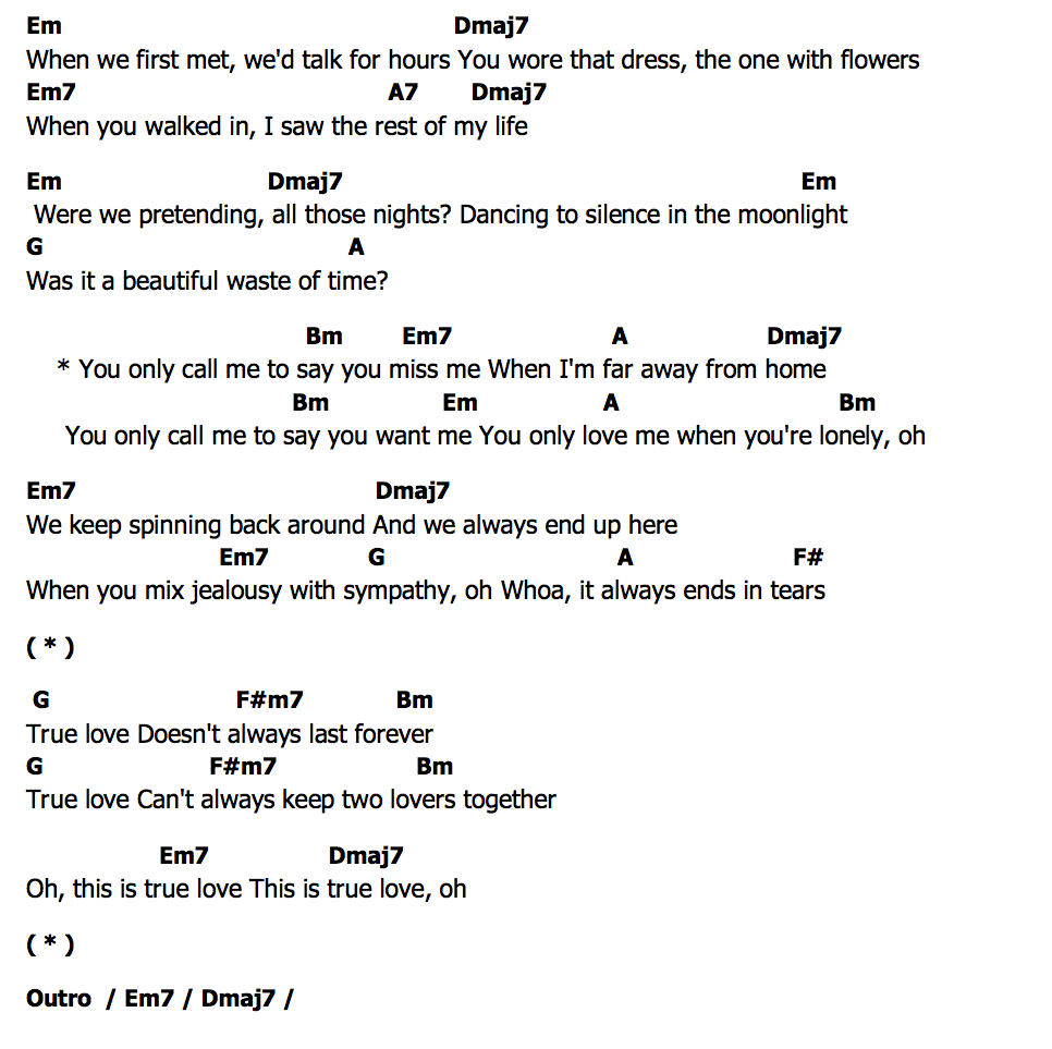 คอร์ด When Youre Lonely Jack Savoretti