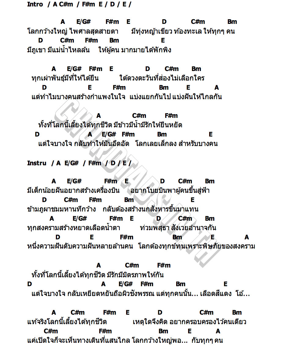 คอร์ด โลกกว้างใจแคบ เล็ก คาราบาว