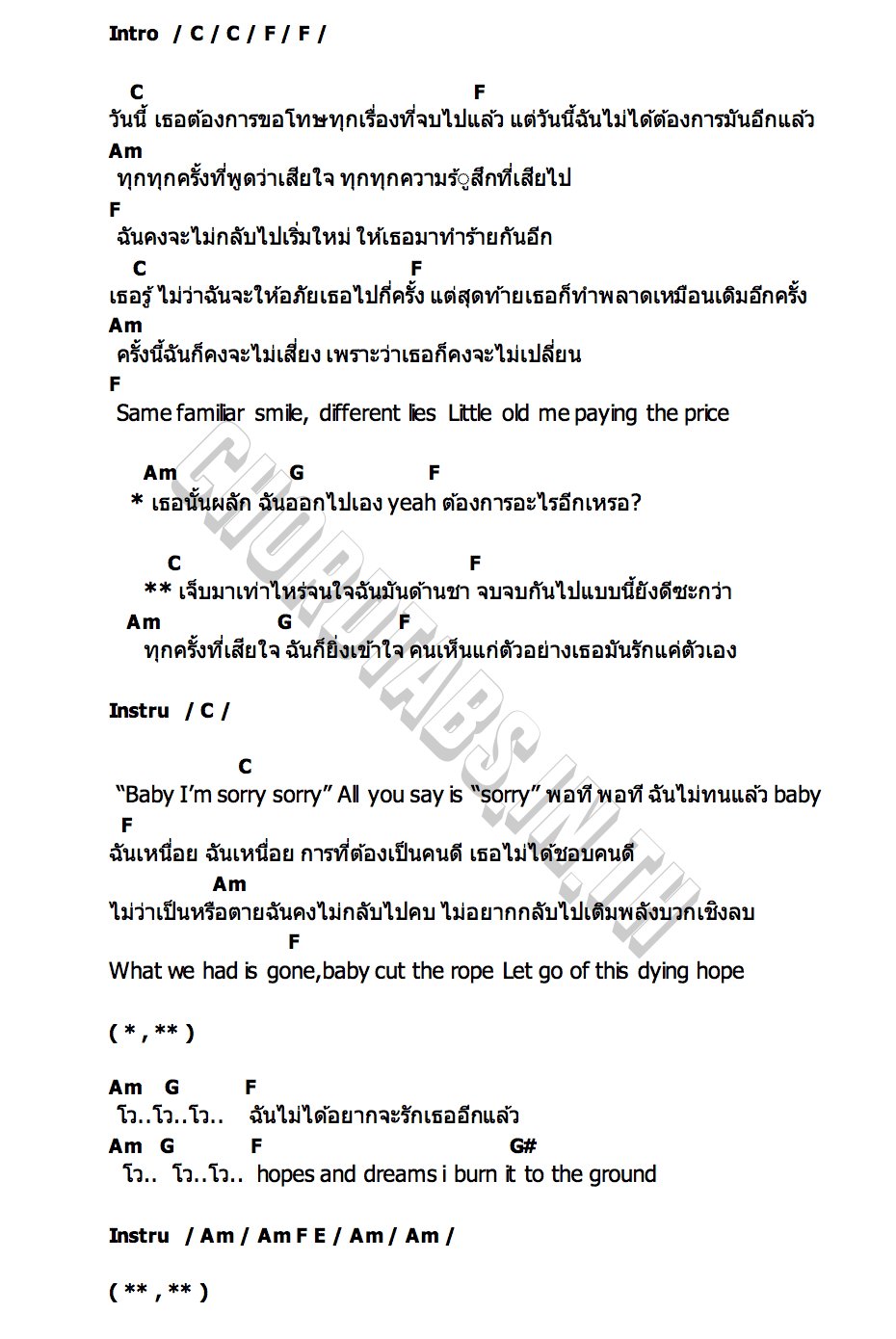 คอร์ด ด้านชา (Numb) PERTH