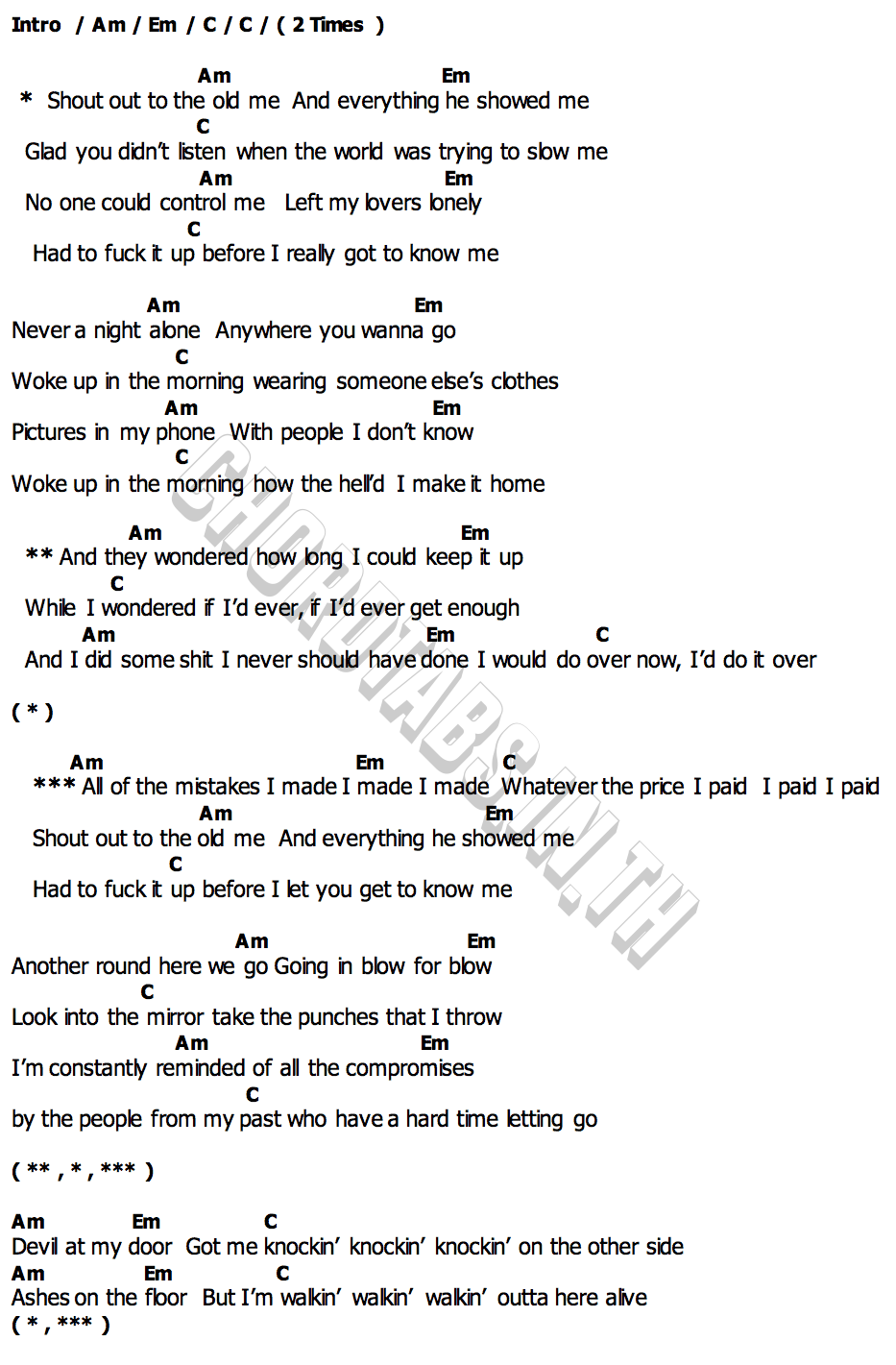 คอร์ด Old Me 5 Seconds of Summer