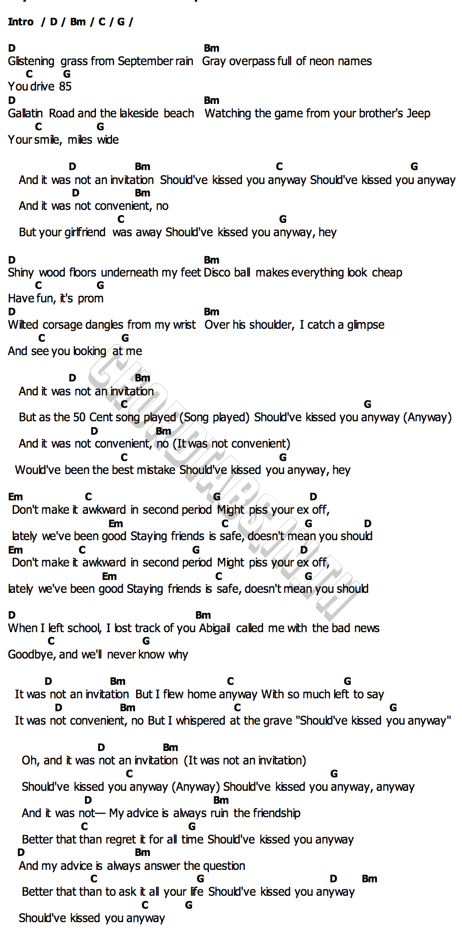 คอร์ด Ruin the Friendship Taylor Swift