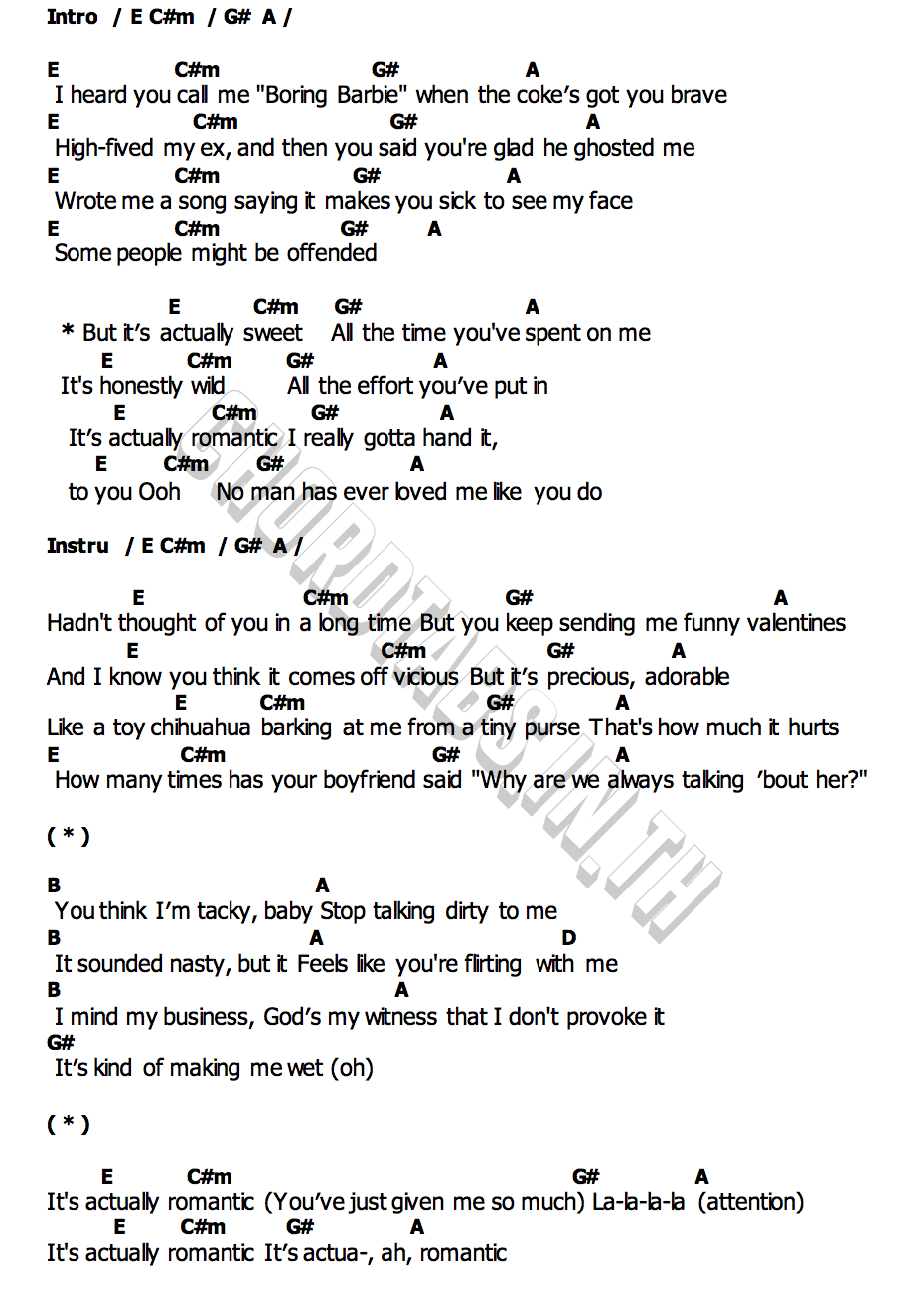 คอร์ด Actually Romantic Taylor Swift