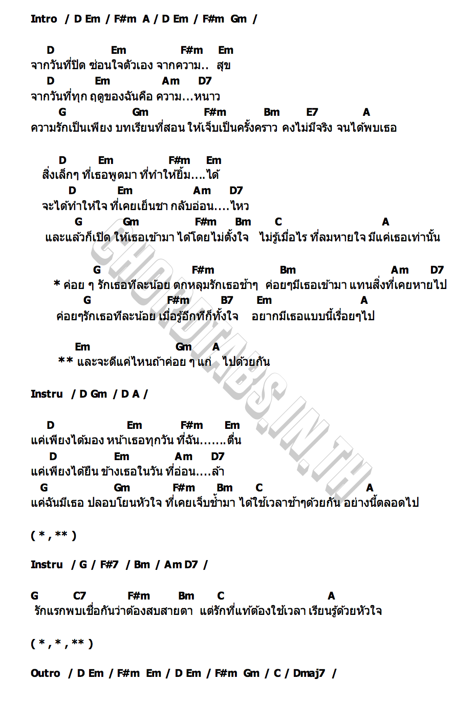 คอร์ด ทีละน้อย (little by little) Hers