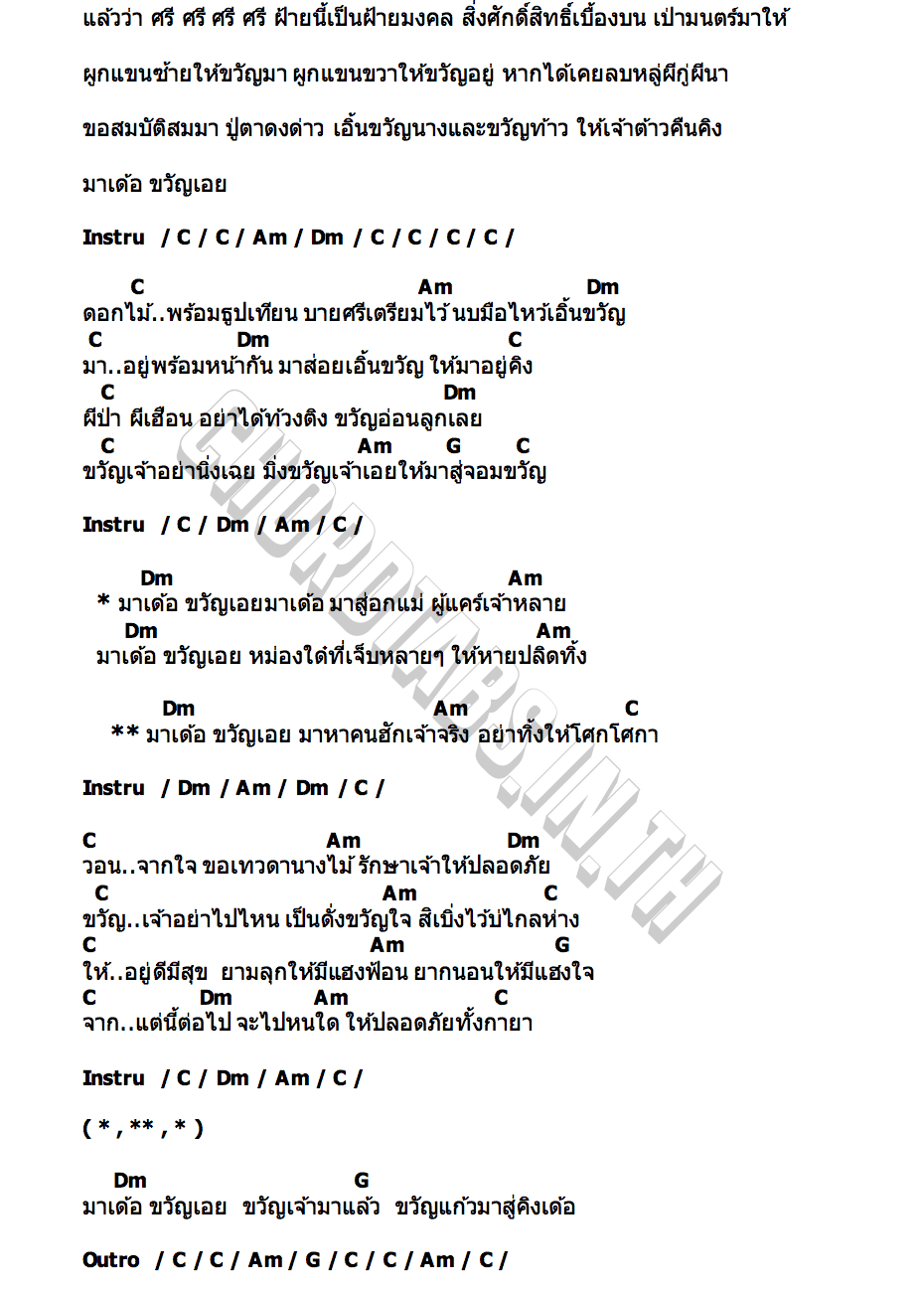 คอร์ด ขวัญแก้วมาสู่คิง นกน้อย อุไรพร